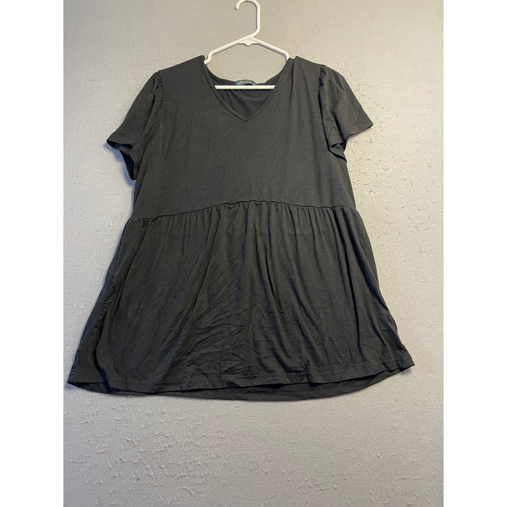 Ofeefan Babydoll Top Jersey Knit Black XL Womens